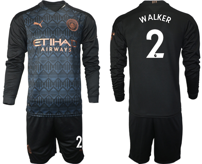 Men 2021 Manchester city home long sleeve #2 soccer jerseys->customized soccer jersey->Custom Jersey